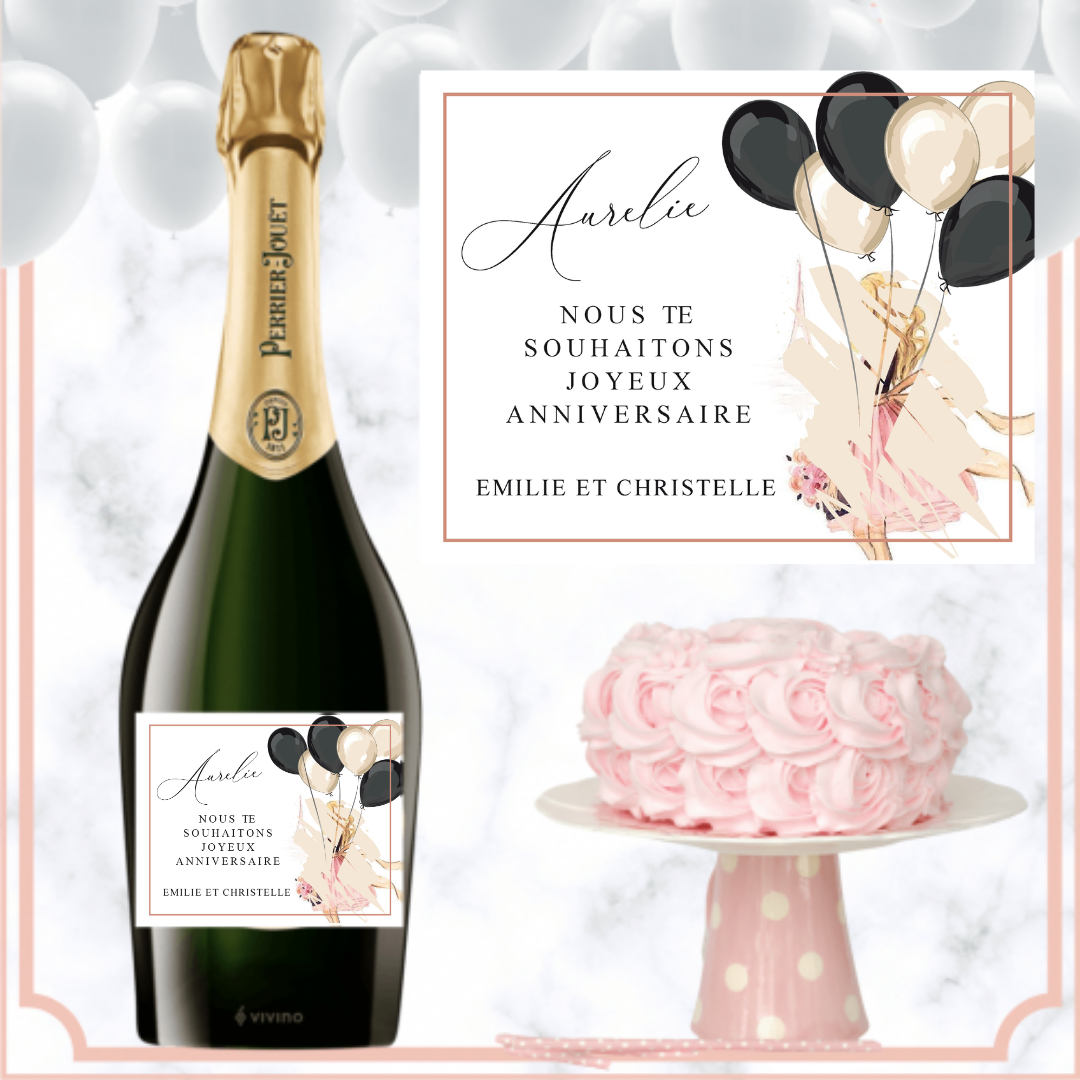 Fille Avec Les Ballons Champagne Perrier Jouet Grand Brut Cadeaux Danniversaire Idees Originales Alcool Personnalise Solovelybox Fr