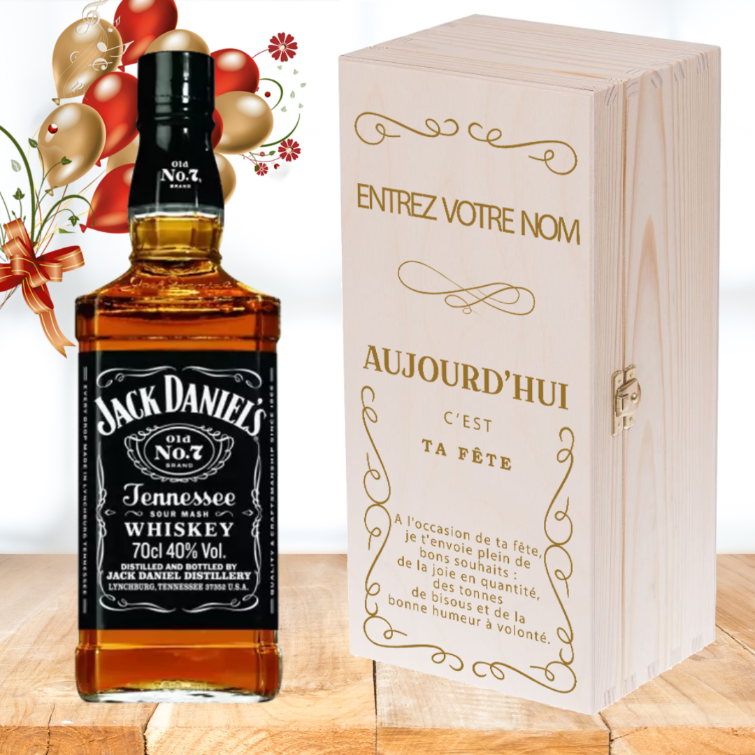 CEST TA FÊTE JACK DANIELS - +BOÎTE PERSONNALISÉE-MEILLEURS CADEAUX - Whisky  Personnalisé. Bouteille de Bourbon en Cadeau. Idée Originale 