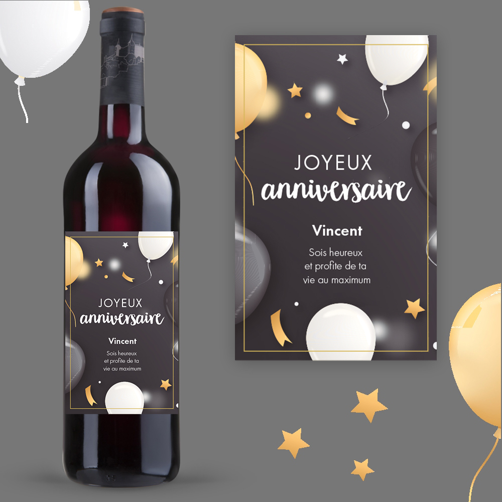Happy Birthday Vin Rouge San Juan Bouteille De Vin Personnalise Cadeau Idee Originale Solovelybox Fr