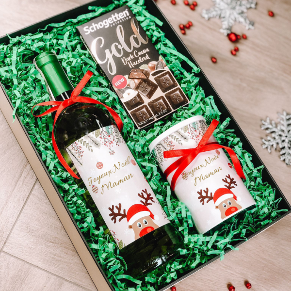 Vintage Christmas Vin étiquette personnalisé idée cadeau