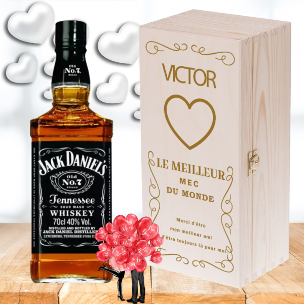 JAMESON IRISH DE SAINT-VALENTIN ROSES ROUGES FLOWERBOX - CADEAU WHISKY POUR  HOMME - Cadeau Original Saint Valentin. Personnalisé Alcool